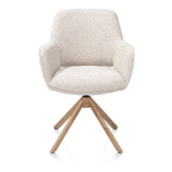 Kian, armstoel - draaibaar met kantelfuctie - eikenhout look - stof Cloudy - beige