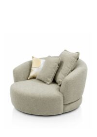 Cervos, Fauteuil draaibaar- 130cm, incl. 2 kussens - Stof Vada - saliegroen