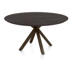 Caletta, table rond 150 cm. - plateau en chêne - pied central en croix steelbrown - Basalt