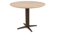 Caletta, table de bar rond 120 cm. - plateau en ch&ecirc;ne - pied central steelbrown - Natural