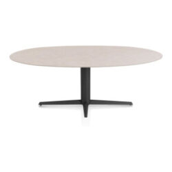 Saluti, table ellipse 210 X 105 cm. - pied central - noir - Light sand