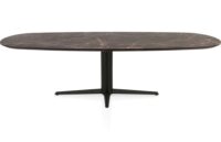 Caletta, eetkamertafel ovaal 270 x 110 cm. - HPL Primo Laminato blad - centrale teenpoot zwart - Marble brown