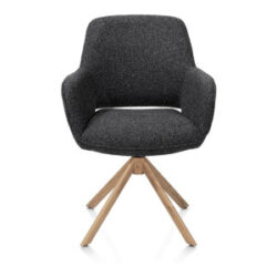 Kian, chaise à accoudoirs - pivotant avec fonction relax - aspect chêne - tissu Cloudy - Anthracite