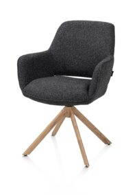 Kian, chaise à accoudoirs - pivotant avec fonction relax - aspect chêne - tissu Cloudy - Anthracite - Image 2