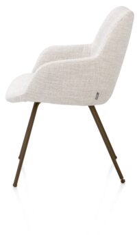 Mats, chaise &agrave; accoudoirs - 4 pieds - steelbrown - tissu Luton - Creme - Image 3