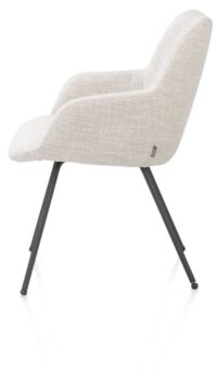 Mats, chaise &agrave; accoudoirs - 4 pieds - graphite - tissu Luton - Creme - Image 3