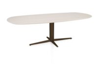 Caletta, eetkamertafel ovaal 240 x 105 cm. - HPL Primo Laminato blad - centrale teenpoot steelbrown - Travertin - Afbeelding 2