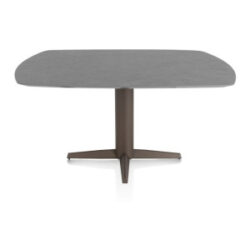 Saluti, eetkamertafel ovaal 150 X 105 cm. - centrale teenpoot - steelbrown - Antraciet