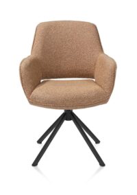Kian, chaise à accoudoirs - pivotant - rough off black - tissu Cloudy - Jaune ocre