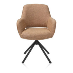 Kian, chaise à accoudoirs - pivotant - rough off black - tissu Cloudy - Jaune ocre