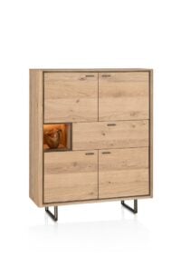 Mogan, Highboard, 115 cm breed, 4 deuren, 1 lade, 1 openvak incl. LED - Afbeelding 2