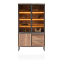 Trapani, vaisselier 120 cm - 2-portes verres + 1-porte + 2-tiroirs (+ LED)