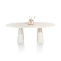 Lund, table ovale 210 x 120 cm. - stone-skin - pied cone - Nebbia