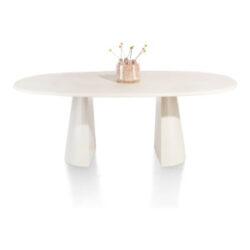 Lund, table ovale 210 x 120 cm. - stone-skin - pied cone - Nebbia