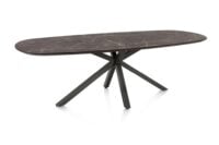 Caletta, eetkamertafel ovaal 240 x 105 cm. - HPL Primo Laminato blad - centrale kruispoot grafiet - Marble brown - Afbeelding 2