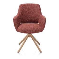 Kian, chaise à accoudoirs - pivotant avec fonction relax - aspect chêne - tissu Cloudy - cuivre