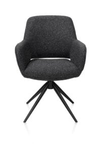 Kian, chaise à accoudoirs - fixe - rough off black - tissu Cloudy - Anthracite