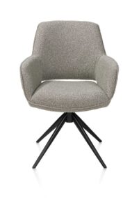 Kian, chaise à accoudoirs - pivotant - rough off black - tissu Cloudy - Olive
