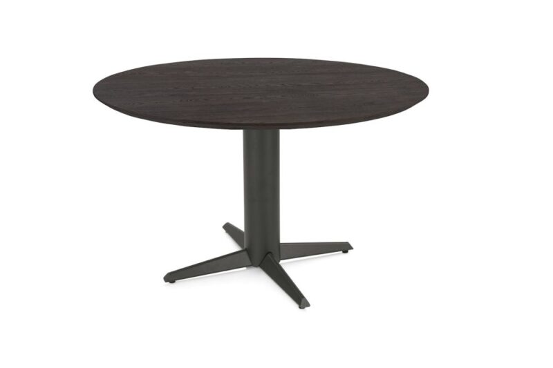 Caletta, Eetkamertafel Rond 120 Cm. - Eiken Blad - Centrale Teenpoot Grafiet - Basalt - Afbeelding 2
