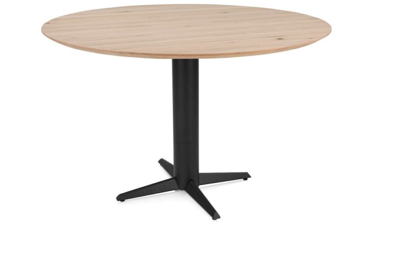 Caletta, Bartafel Rond 150 Cm. - Eiken Blad - Centrale Teenpoot Zwart - Natural - Afbeelding 2