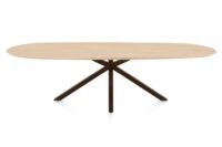 Caletta, eetkamertafel ovaal 270 x 110 cm. - eiken blad - centrale kruispoot steelbrown - Natural
