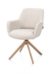 Kian, chaise à accoudoirs - pivotant - aspect chêne - tissu Cloudy - beige - Image 3