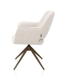 Kian, chaise à accoudoirs - pivotant -steelbrown - tissu Cloudy - beige - Image 3