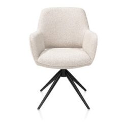 Kian, chaise à accoudoirs - pivotant - rough off black - tissu Cloudy - beige