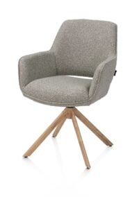 Kian, chaise à accoudoirs - pivotant avec fonction relax - aspect chêne - tissu Cloudy - Olive