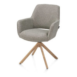 Kian, chaise à accoudoirs - pivotant avec fonction relax - aspect chêne - tissu Cloudy - Olive