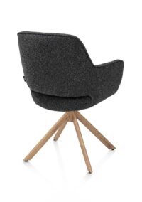 Kian, chaise à accoudoirs - pivotant avec fonction relax - aspect chêne - tissu Cloudy - Anthracite - Image 3