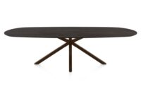 Caletta, eetkamertafel ovaal 270 x 110 cm. - eiken blad - centrale kruispoot steelbrown - Basalt
