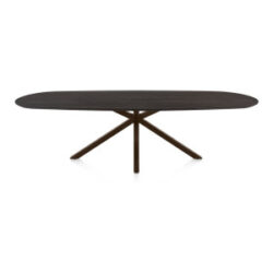 Caletta, eetkamertafel ovaal 270 x 110 cm. - eiken blad - centrale kruispoot steelbrown - Basalt