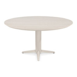 Caletta, eetkamertafel rond 150 cm. - HPL Primo Laminato blad - centrale teenpoot cr&egrave;me - Travertin