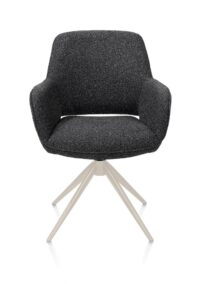 Kian, chaise à accoudoirs - pivotant avec fonction relax - crème - tissu Cloudy - Anthracite