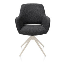 Kian, chaise à accoudoirs - pivotant avec fonction relax - crème - tissu Cloudy - Anthracite