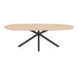 Caletta, table ovale 240 x 105 cm. - plateau en ch&ecirc;ne - pied central en croix graphite - Natural