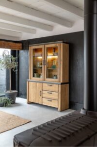 Farmland, buffet 150 cm - 1-deur + 2-glasdeuren + 3-laden + LED - Afbeelding 3