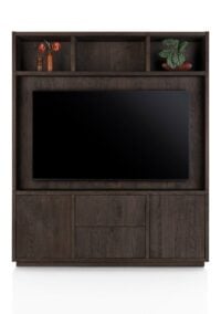 Gijon, meuble tv + partie haute 180 cm - 2-portes + 2-tiroirs + 3-niches + plinthe