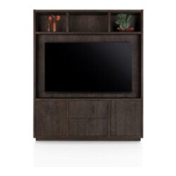 Gijon, meuble tv + partie haute 180 cm - 2-portes + 2-tiroirs + 3-niches + plinthe