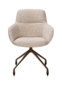 Mateo, chaise à accoudoirs - roulettes - steelbrown - Bellini - Creme