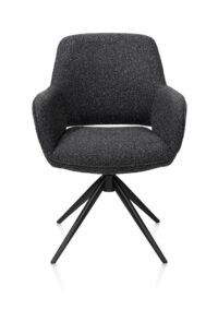 Kian, chaise à accoudoirs - pivotant - rough off black - tissu Cloudy - Anthracite
