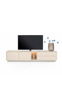 Trentino, Buffet bas 240 cm. - 2 portes + 2 tiroirs + 1 niche - mdf laqué - Creme - Image 2
