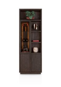 Gijon, armoire 75 cm - 1-porte de verre + 2-portes + 4-niches (+ LED)
