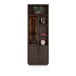 Gijon, armoire 75 cm - 1-porte de verre + 2-portes + 4-niches (+ LED)