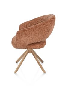 Isla, armstoel - draaibaar - eikenhout look - stof Valencia - Koraal - Afbeelding 3