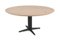 Caletta, eetkamertafel rond 150 cm. - eiken blad - centrale teenpoot zwart - Natural - Afbeelding 2
