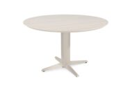 Caletta, eetkamertafel rond 120 cm. - HPL Primo Laminato blad - centrale teenpoot cr&egrave;me - Travertin - Afbeelding 2