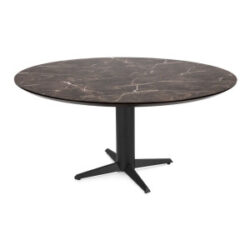 Caletta, table rond 150 cm. - plateau en HPL Primo Laminato - pied central noir - Marble brown