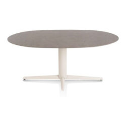 Saluti, eetkamertafel ellips 180 X 105 cm. - centrale teenpoot - creme - Lava